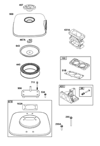 Air Cleaner Group Diagram and Parts List for 613277-0011-E1 400000 - 699999 Briggs and Stratton Engine